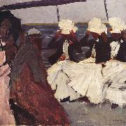 George Hendrik Breitner Promenadendeck mit drei Damen oil on canvas